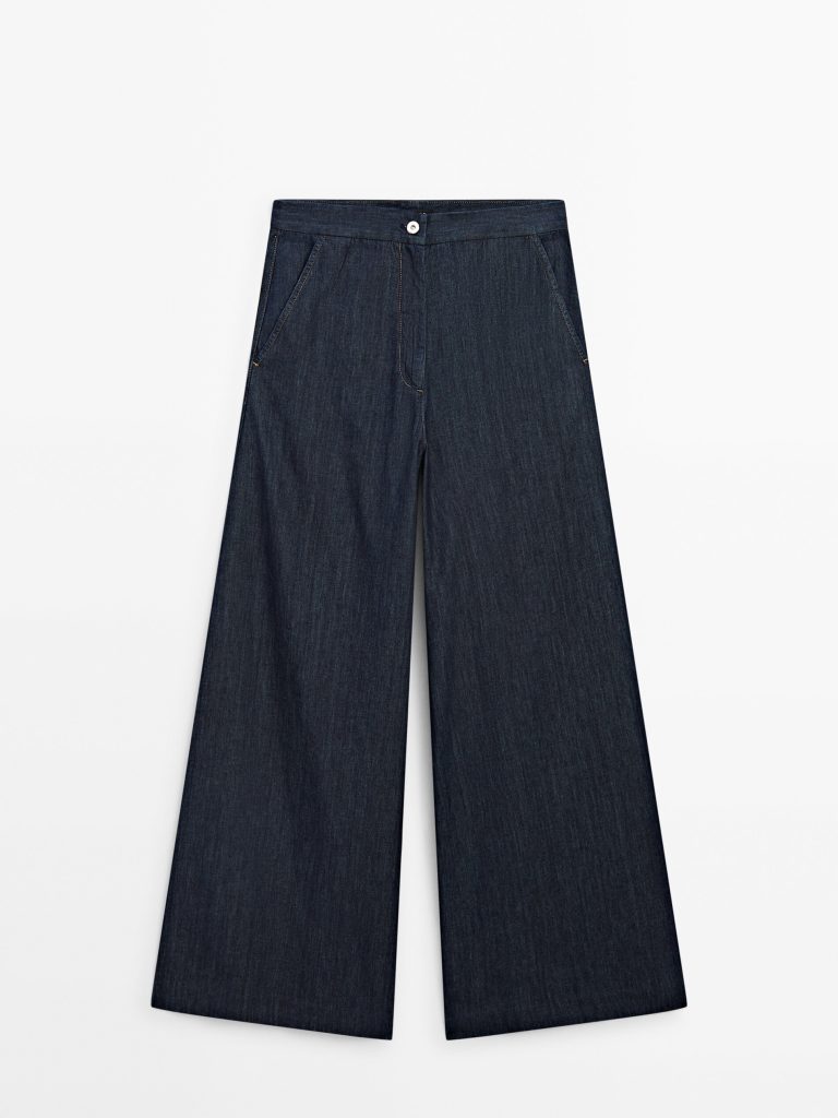 Jeans palazzo denim tiro alto de Massimo Dutti